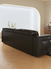 Hompkin Retro Electric Pull-Out Leather Sofa Bed with Tufted Design