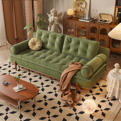 Hompkin Retro Velvet Sofa in Solid Ash Wood – Green or Beige