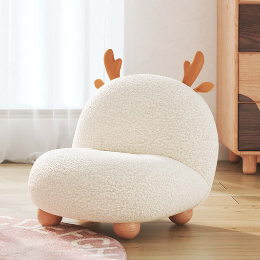 Hompkin's Little Deer Kids Lazy Sofa – Teddy Velvet & Solid Wood Design Main Product Image