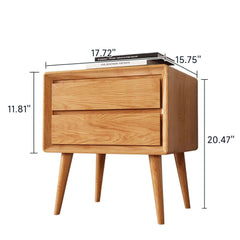 Hompkin's Solid Wood Bedside Table – Japanese Minimalist Design with White-Wax Drawers