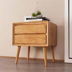 Hompkin's Solid Wood Bedside Table – Japanese Minimalist Design with White-Wax Drawers Main Product Image
