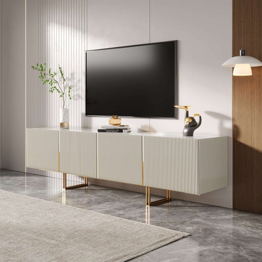 Hompkin Sintered Stone Media Console TV Stand – Modern 4-Door Storage Unit