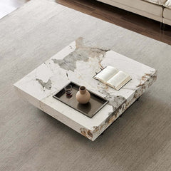 Hompkin Sintered Stone Square Coffee Table with Integrated Tray