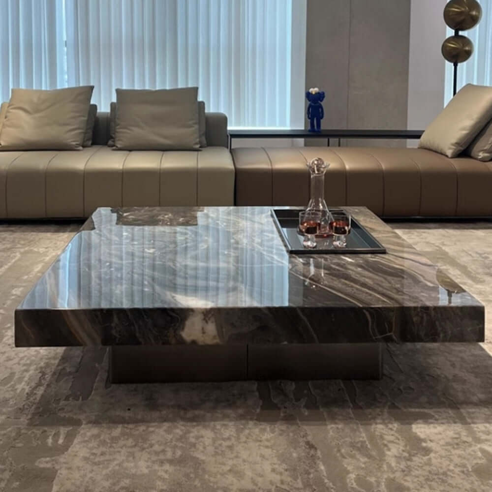 Hompkin Sintered Stone Square Coffee Table with Integrated Tray