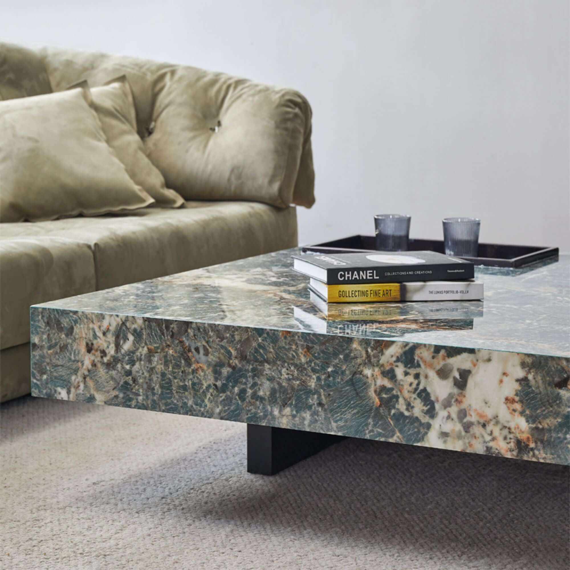 Hompkin Sintered Stone Square Coffee Table with Integrated Tray