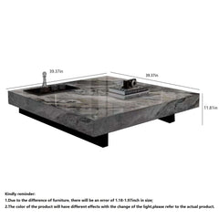 Hompkin Sintered Stone Square Coffee Table with Integrated Tray