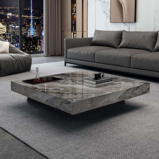 Hompkin Sintered Stone Square Coffee Table with Integrated Tray Main Product Image