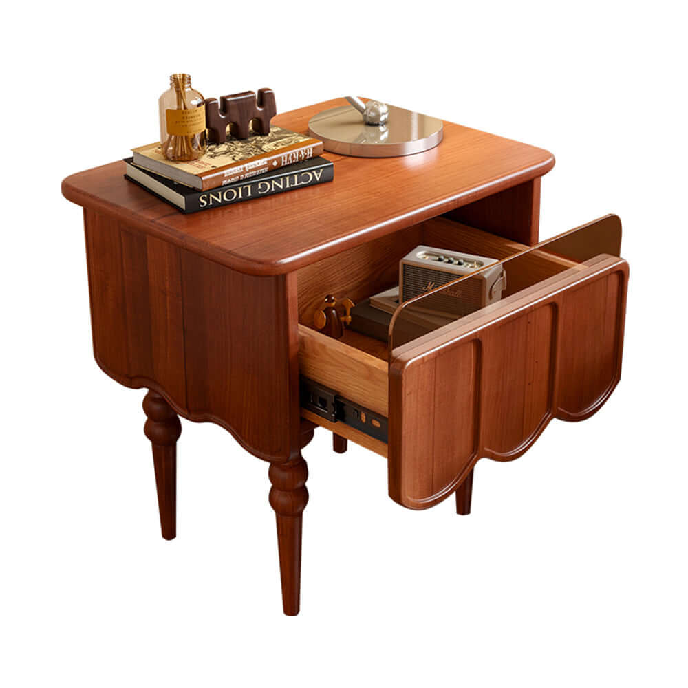 Hompkin Solid Wood Bedside Table – Modern Nordic Minimalist Nightstand