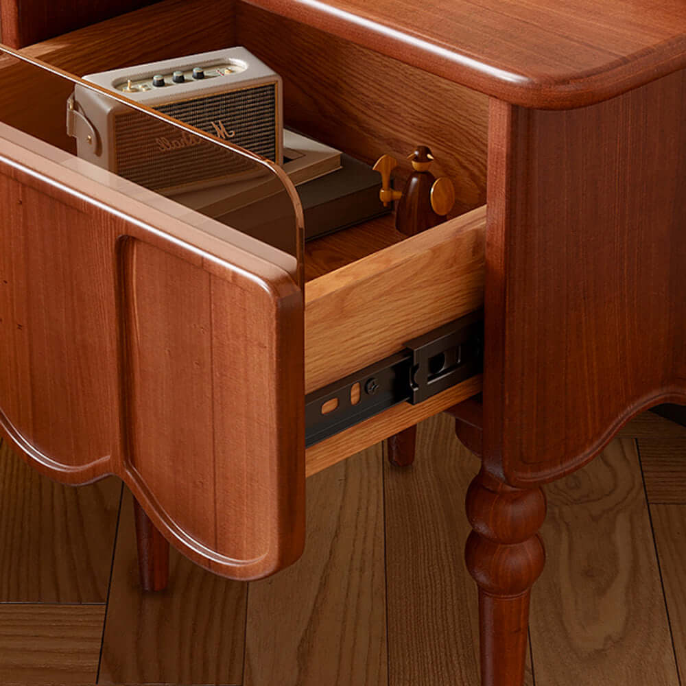 Hompkin Solid Wood Bedside Table – Modern Nordic Minimalist Nightstand