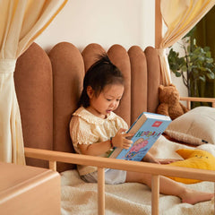 Hompkin Solid Wood Extendable Castle Bed with Canopy and Upholstered Headboard