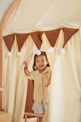 Hompkin Solid Wood Extendable Castle Bed with Canopy and Upholstered Headboard