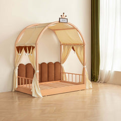 Hompkin Solid Wood Extendable Castle Bed with Canopy and Upholstered Headboard