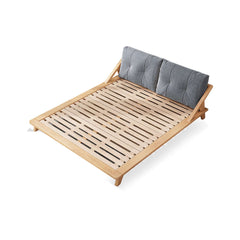 Hompkin Solid Wood Slatted Bed Frame with Tatami-Inspired Headboard