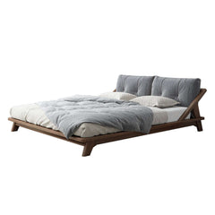 Hompkin Solid Wood Slatted Bed Frame with Tatami-Inspired Headboard