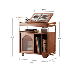 Hompkin Solid Wood Vintage Bedside Cabinet with Casters and Archival Storage