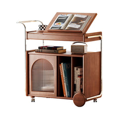 Hompkin Solid Wood Vintage Bedside Cabinet with Casters and Archival Storage