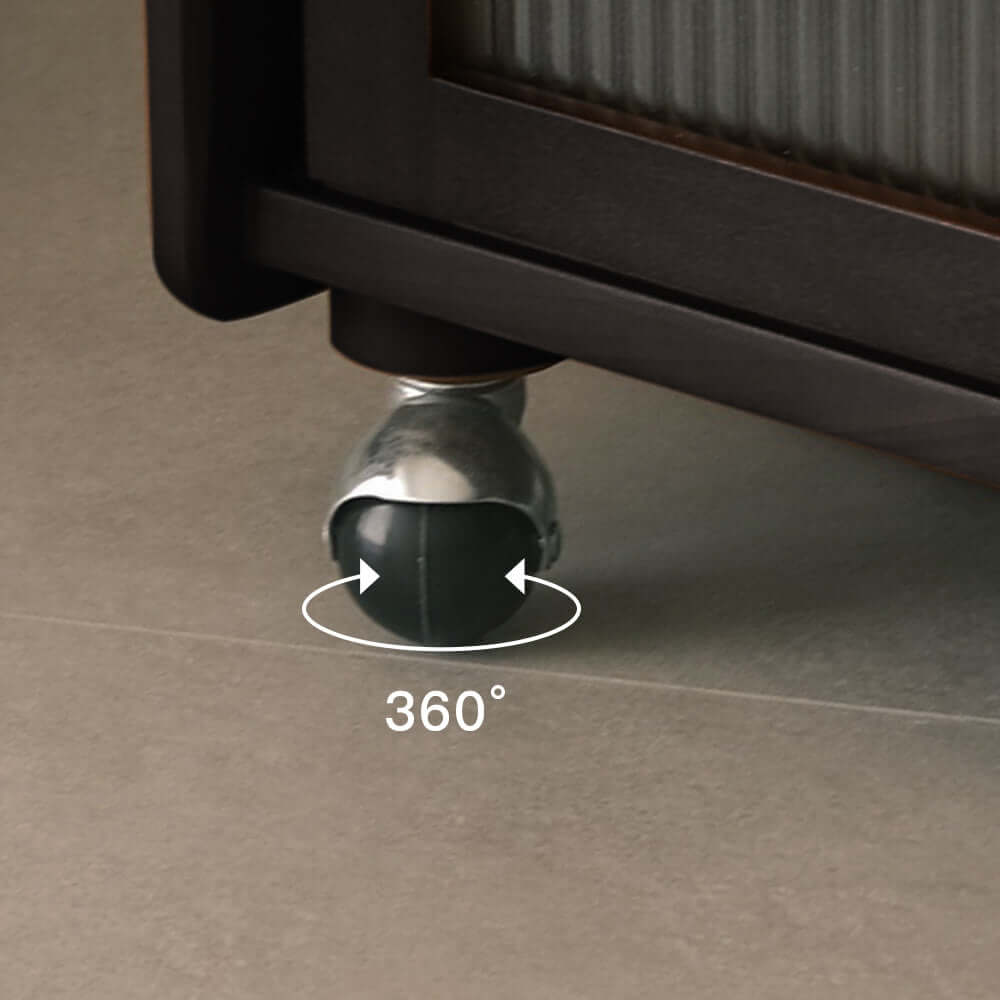 Hompkin Solid Wood Vintage Bedside Cabinet with Casters and Archival Storage