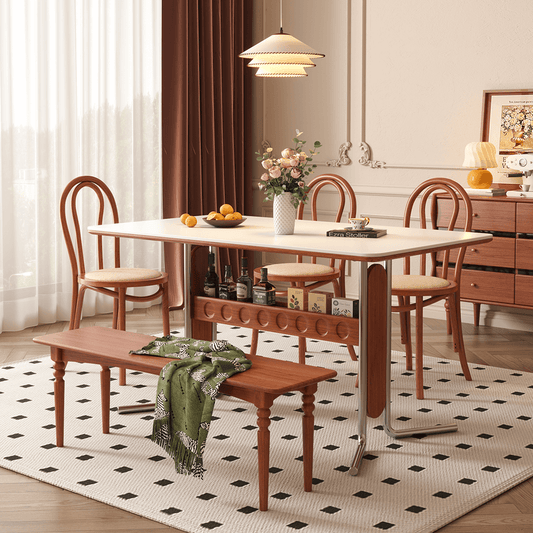 Hompkin Vintage Dining-Desk Combo Rectangle Table with Sintered Stone or Wood Top Main Product Image