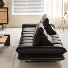 Hompkin Vintage Dual-Sided Island Sofa in Top-Grain Leather and Stainless Steel