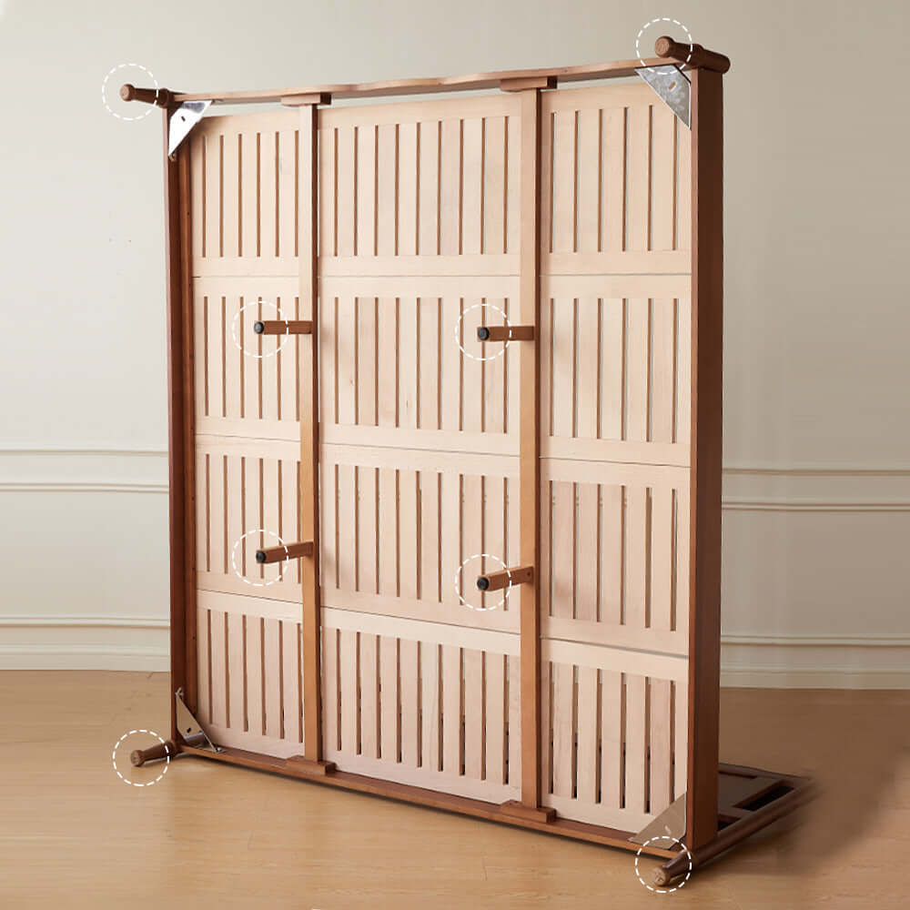 Hompkin Vintage Solid Wood Slatted Bed Frame with Elevated Headboard