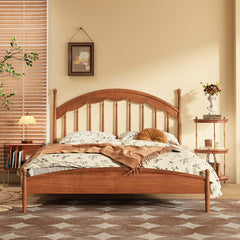 Hompkin Vintage Solid Wood Slatted Bed Frame with Elevated Headboard Main Product Image