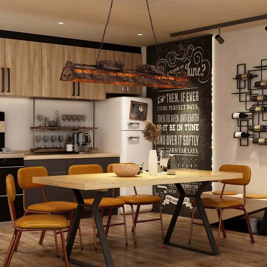 Industrial 6-Light Rust Metal Pendant Light for Kitchen Island