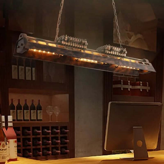 Industrial 6-Light Rust Metal Pendant Light for Kitchen Island Main Product Image