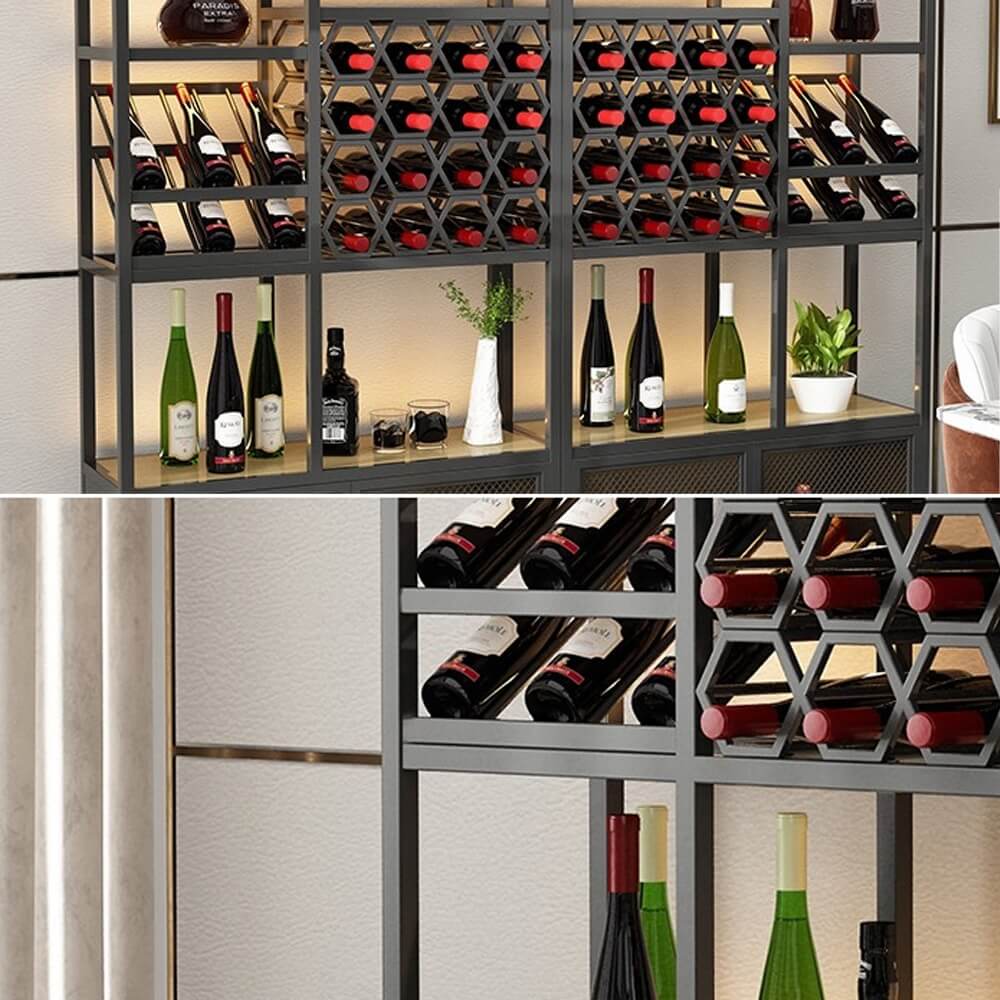 Industrial Black Metal Wine Rack with 20 Bottle Storage