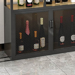Industrial Black Metal Wine Rack with 20 Bottle Storage