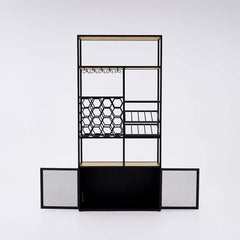 Industrial Black Metal Wine Rack with 20 Bottle Storage