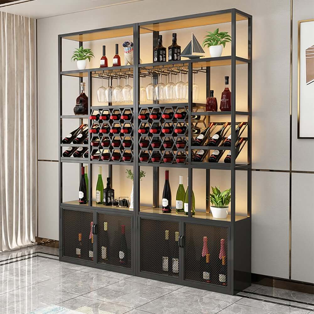 Industrial Black Metal Wine Rack with 20 Bottle Storage Main Product Image