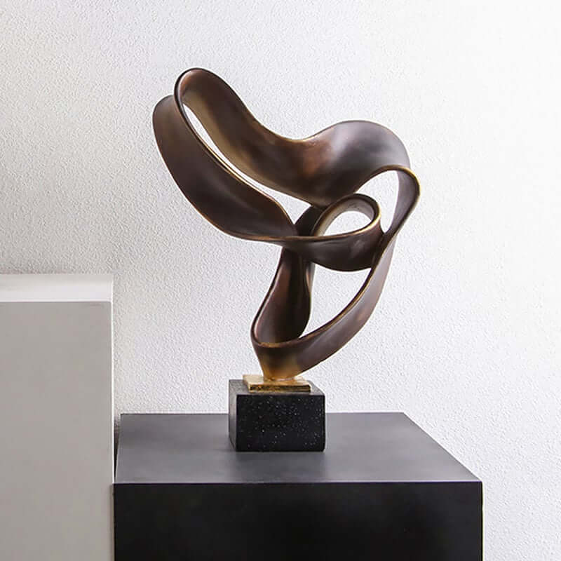 Industrial Bronze Resin Wall Sculpture with Geometric Abstract Design