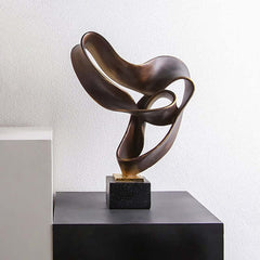 Industrial Bronze Resin Wall Sculpture with Geometric Abstract Design