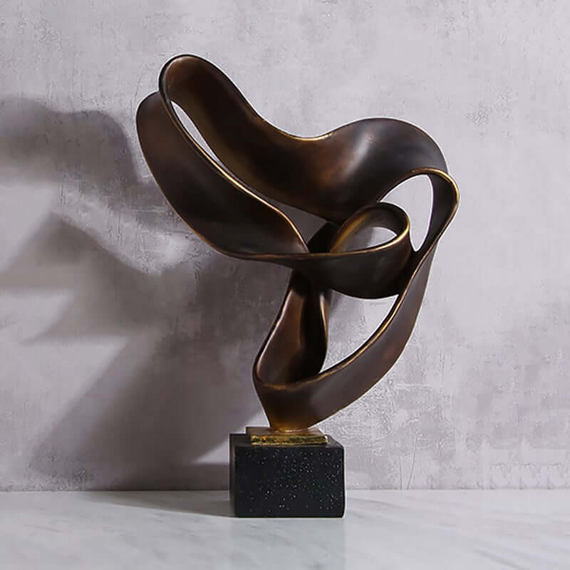 Industrial Bronze Resin Wall Sculpture with Geometric Abstract Design