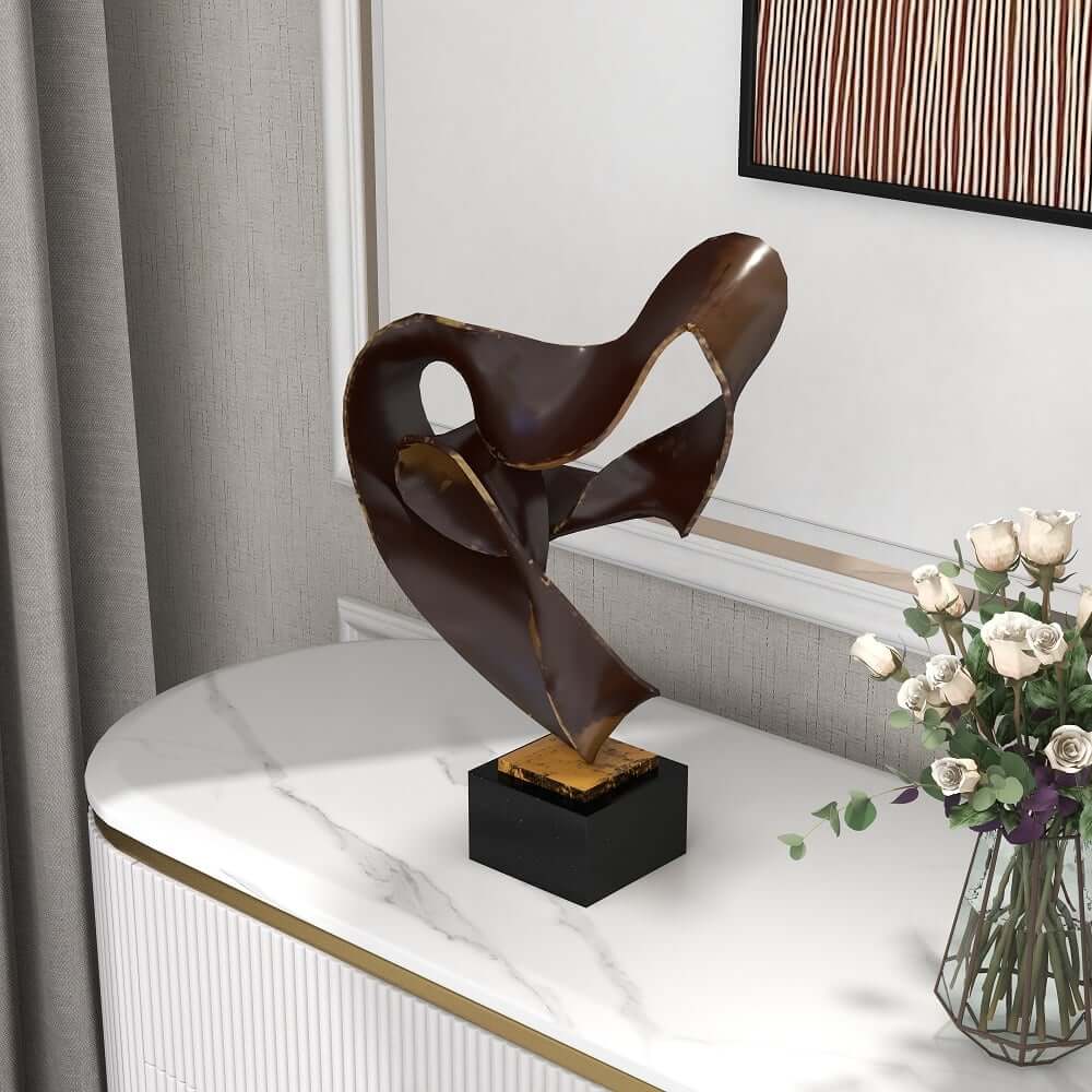 Industrial Bronze Resin Wall Sculpture with Geometric Abstract Design