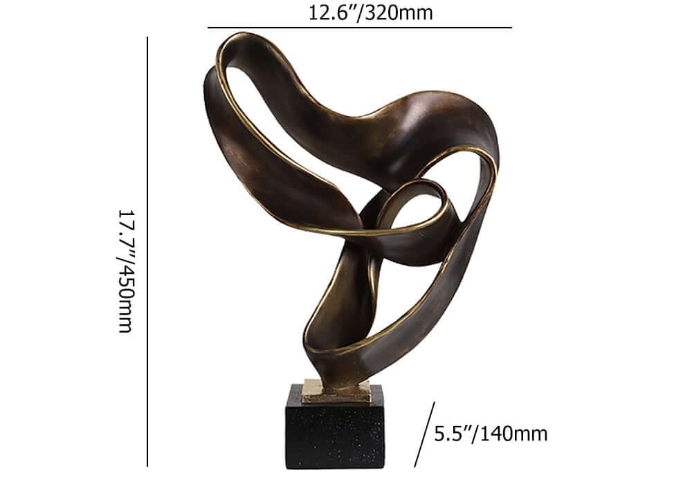 Industrial Bronze Resin Wall Sculpture with Geometric Abstract Design Dimensions