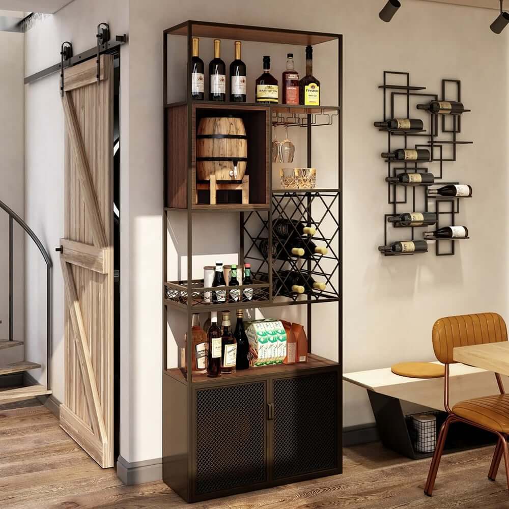 Industrial Eco-Board Wine Cabinet With Shelves