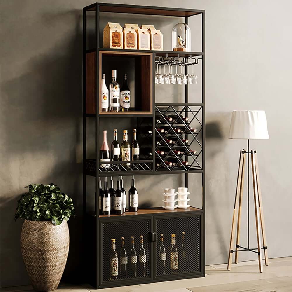 Industrial Eco-Board Wine Cabinet With Shelves Main Product Image