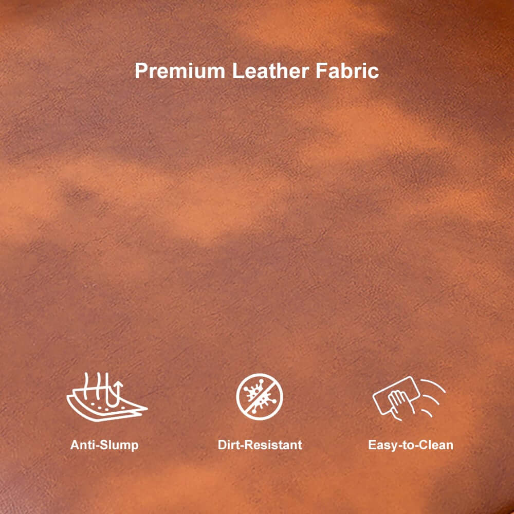 Industrial Faux Leather Sofa With Distressed Finish