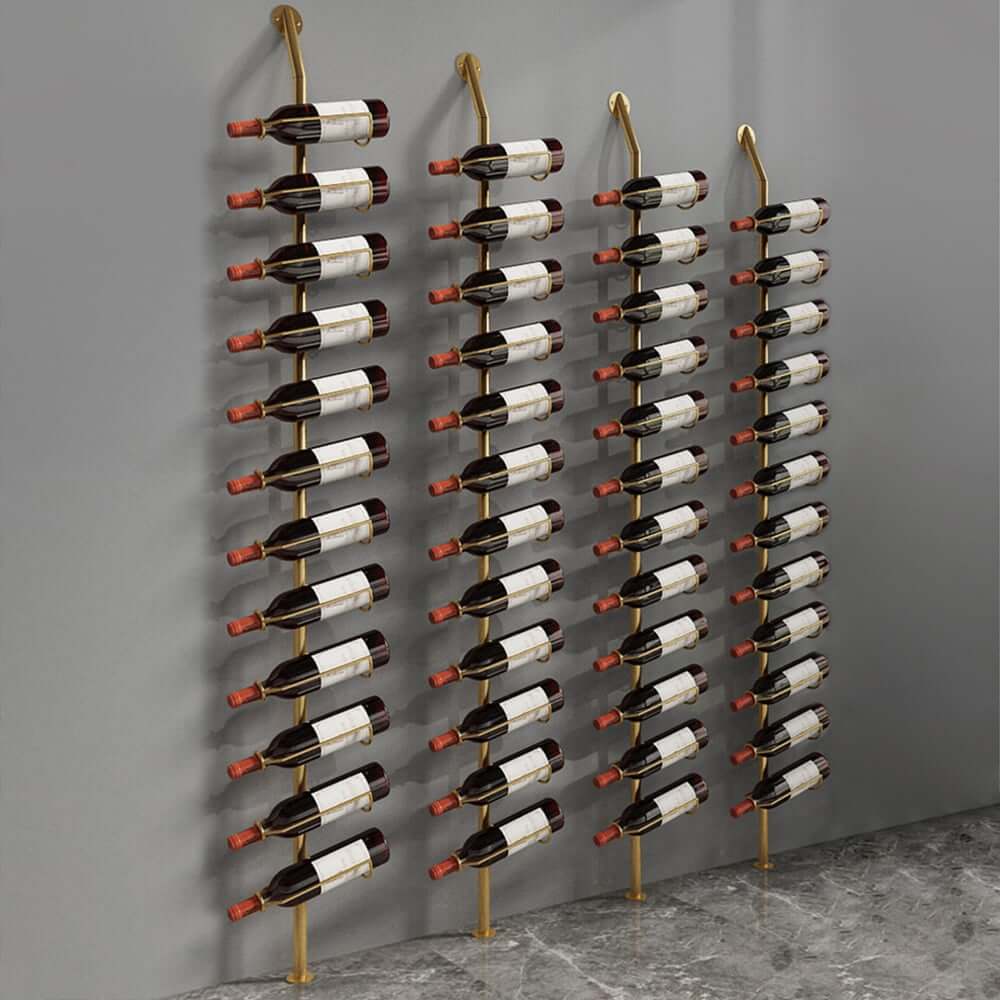 Industrial Gold Metal Wine Rack With Large Capacity