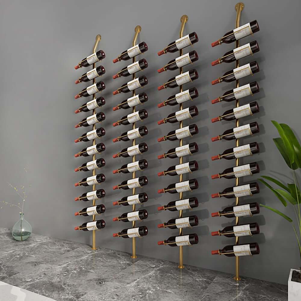 Industrial Gold Metal Wine Rack With Large Capacity