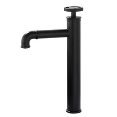 Industrial Matte Black Brass Vessel Sink Faucet with Fixed Spout
