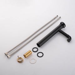 Industrial Matte Black Brass Vessel Sink Faucet with Fixed Spout