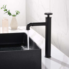 Industrial Matte Black Brass Vessel Sink Faucet with Fixed Spout