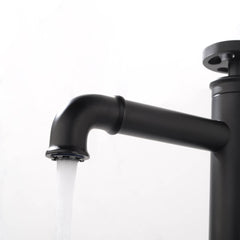 Industrial Matte Black Brass Vessel Sink Faucet with Fixed Spout