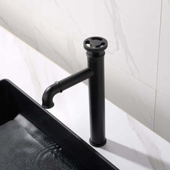 Industrial Matte Black Brass Vessel Sink Faucet with Fixed Spout
