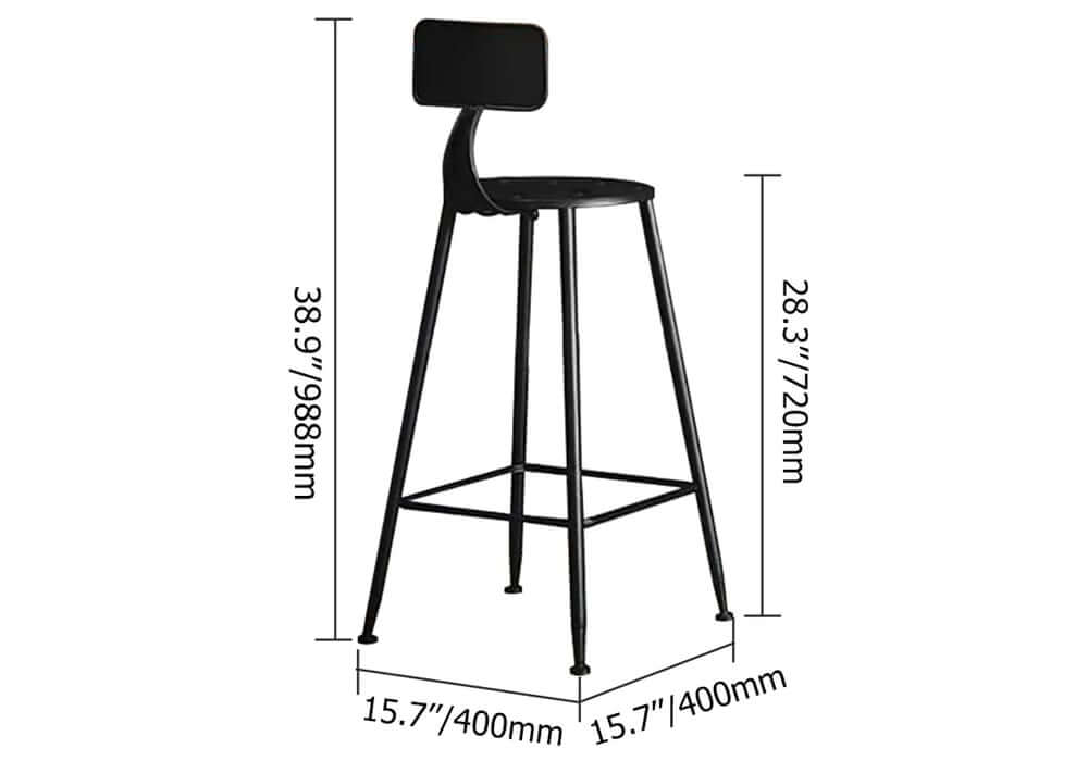 Industrial Metal Bar Set With Footrest And Stools Dimensions