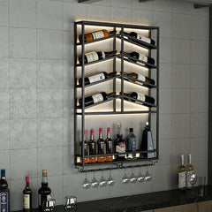 Industrial Metal Hanging Wine Rack - Black & Gold