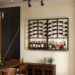 Industrial Metal Hanging Wine Rack - Black & Gold