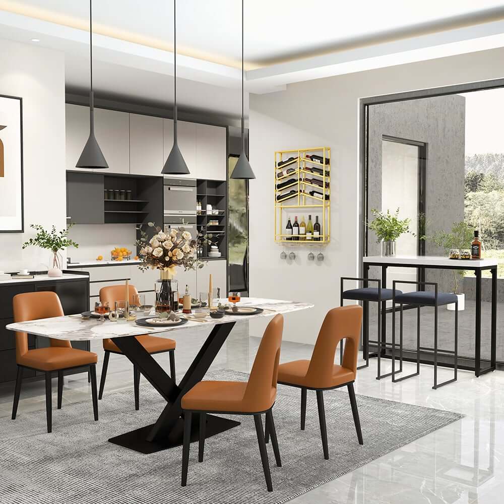 Industrial Metal Hanging Wine Rack - Black & Gold